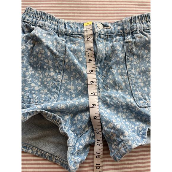 Old Navy Girl's Floral Denim Shorts Blue Size XL Summer Elastic Waist Button Zip - Picture 6 of 7